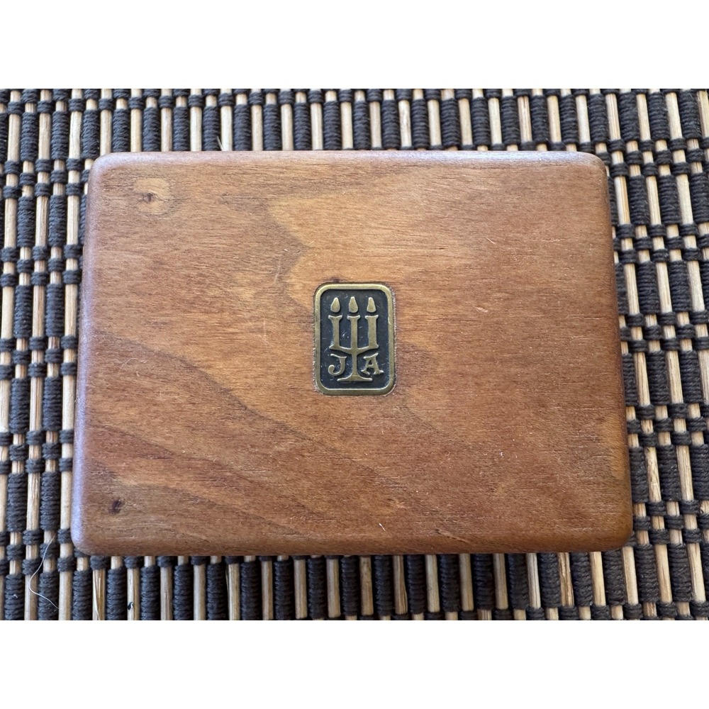 James Avery Brass Logo Retired Wooden Jewelry Box Dovetailed 3.25 x 2.5 X 1.5